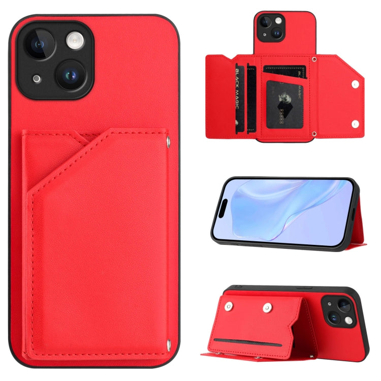 Skin Feel Four Card Slots Phone Case with Wrist Strap, For iPhone 13, For iPhone 13 mini, For iPhone 12, For iPhone 12 Pro Max, For iPhone 12 Pro