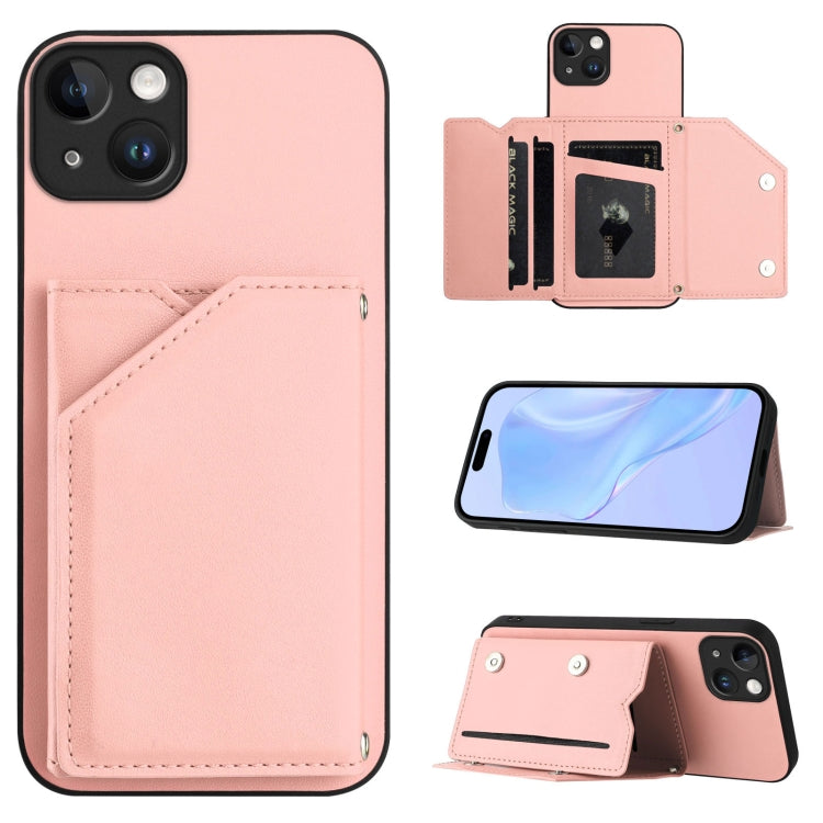 Skin Feel Four Card Slots Phone Case with Wrist Strap, For iPhone 15 Pro, For iPhone 15 Plus, For iPhone 15, For iPhone 14 Plus, For iPhone 14