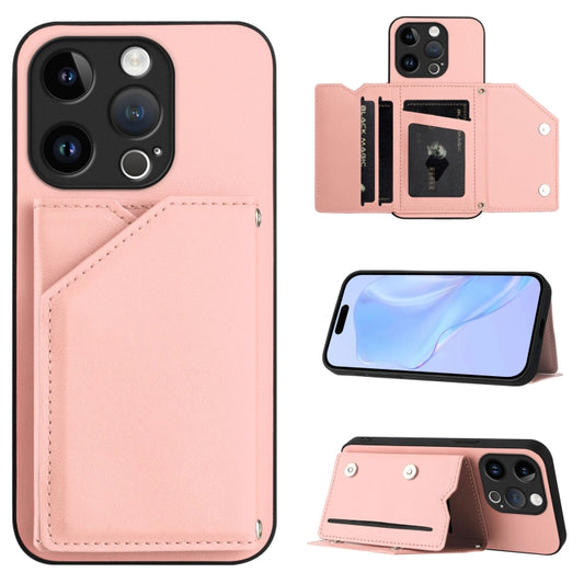 Skin Feel Four Card Slots Phone Case with Wrist Strap, For iPhone 15 Pro, For iPhone 15 Plus, For iPhone 15, For iPhone 14 Plus, For iPhone 14