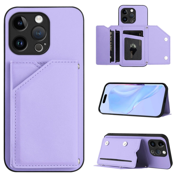 Skin Feel Four Card Slots Phone Case with Wrist Strap, For iPhone 16 Pro Max, For iPhone 16 Pro, For iPhone 16 Plus, For iPhone 16, For iPhone 15 Pro Max