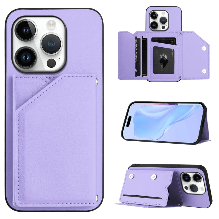 Skin Feel Four Card Slots Phone Case with Wrist Strap, For iPhone 16 Pro Max, For iPhone 16 Pro, For iPhone 16 Plus, For iPhone 16, For iPhone 15 Pro Max