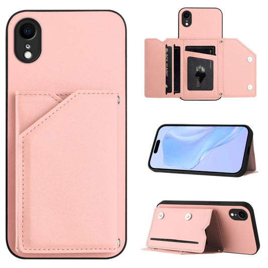 Skin Feel Four Card Slots Phone Case with Wrist Strap, For iPhone XR, For iPhone XS Max, For iPhone 7 Plus / 8 Plus