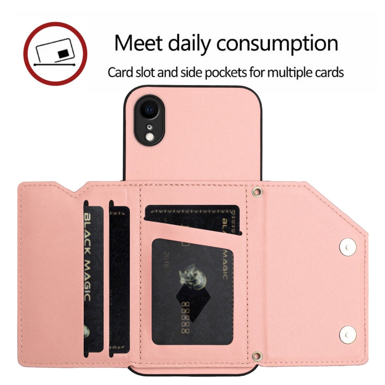 Skin Feel Four Card Slots Phone Case with Wrist Strap, For iPhone XR, For iPhone XS Max, For iPhone 7 Plus / 8 Plus