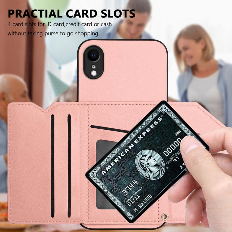 Skin Feel Four Card Slots Phone Case with Wrist Strap, For iPhone XR, For iPhone XS Max, For iPhone 7 Plus / 8 Plus