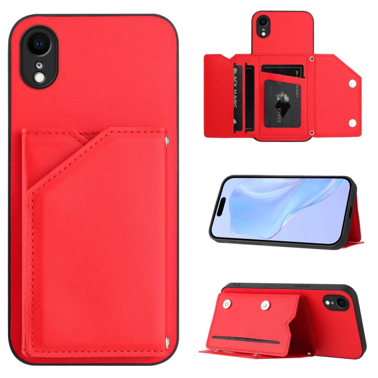 Skin Feel Four Card Slots Phone Case with Wrist Strap, For iPhone XR, For iPhone XS Max, For iPhone 7 Plus / 8 Plus