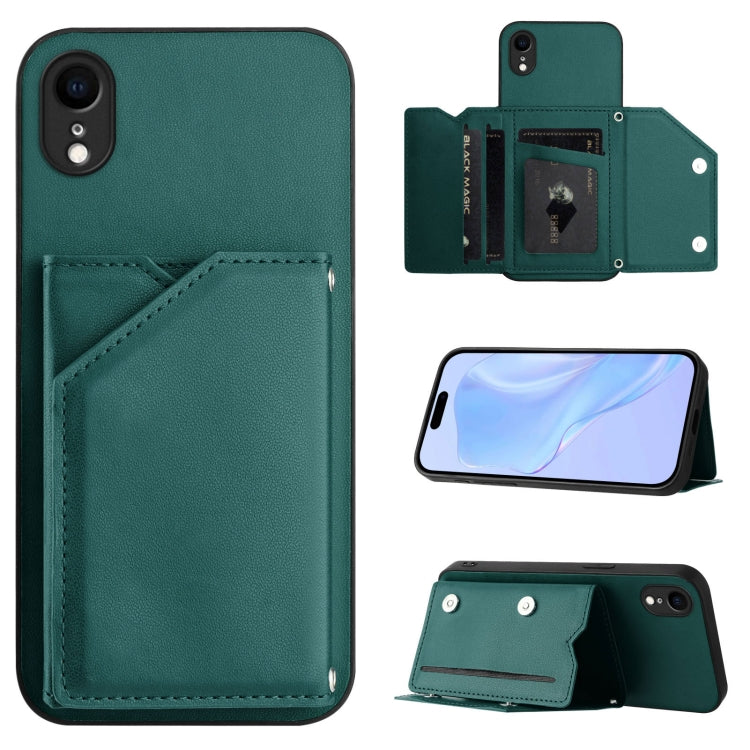 Skin Feel Four Card Slots Phone Case with Wrist Strap, For iPhone XR, For iPhone XS Max, For iPhone 7 Plus / 8 Plus