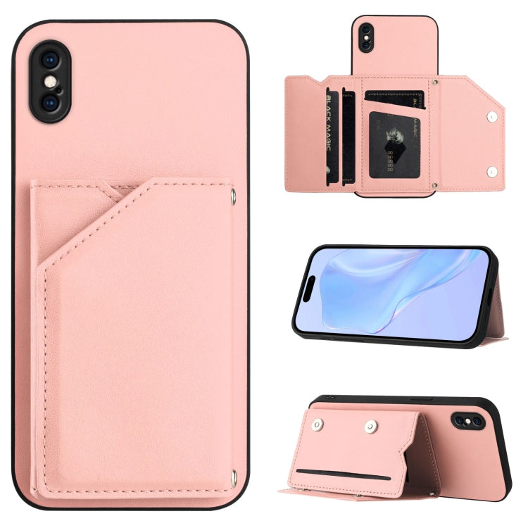 Skin Feel Four Card Slots Phone Case with Wrist Strap, For iPhone XR, For iPhone XS Max, For iPhone 7 Plus / 8 Plus