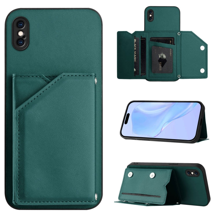 Skin Feel Four Card Slots Phone Case with Wrist Strap, For iPhone XR, For iPhone XS Max, For iPhone 7 Plus / 8 Plus