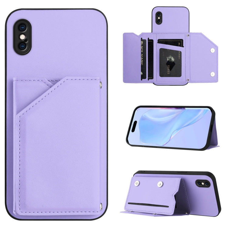 Skin Feel Four Card Slots Phone Case with Wrist Strap, For iPhone XR, For iPhone XS Max, For iPhone 7 Plus / 8 Plus