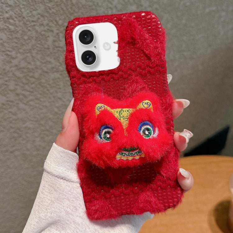 Doll Plush PU Hybrid PC Phone Case, For iPhone 16 Pro Max, For iPhone 16 Pro, For iPhone 16 Plus, For iPhone 16, For iPhone 15 Pro Max