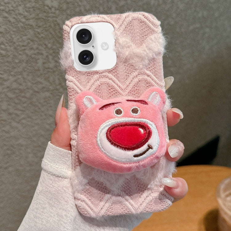 Doll Plush PU Hybrid PC Phone Case, For iPhone 16 Pro Max, For iPhone 16 Pro, For iPhone 16 Plus, For iPhone 16, For iPhone 15 Pro Max