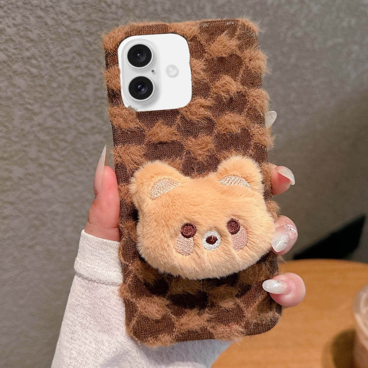 Doll Plush PU Hybrid PC Phone Case, For iPhone 16 Pro Max, For iPhone 16 Pro, For iPhone 16 Plus, For iPhone 16, For iPhone 15 Pro Max