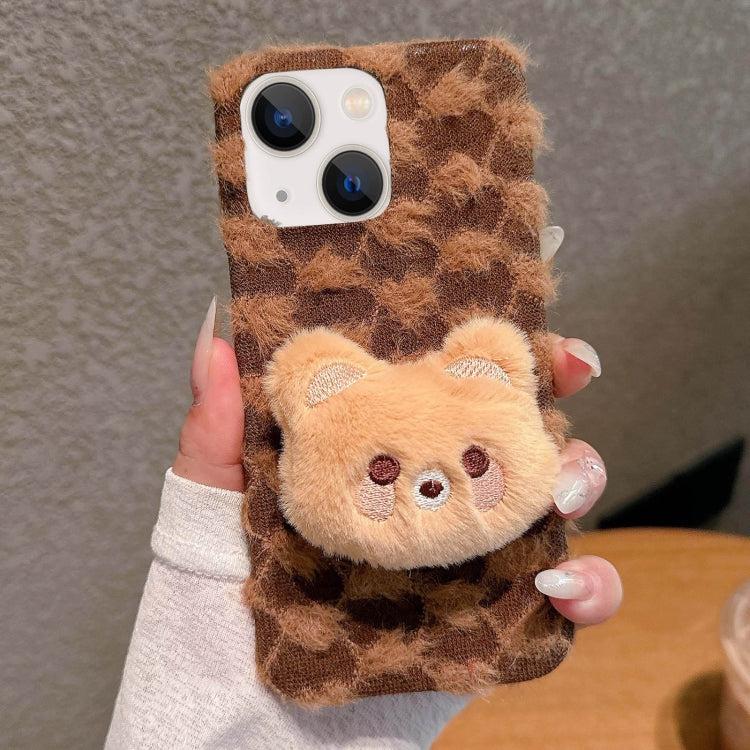 Doll Plush PU Hybrid PC Phone Case, For iPhone 15 Pro, For iPhone 15 Plus, For iPhone 15, For iPhone 14 Plus, For iPhone 14