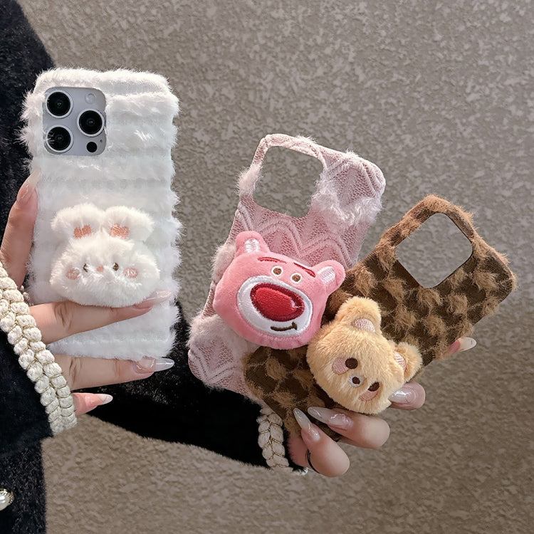 Doll Plush PU Hybrid PC Phone Case, For iPhone 16 Pro Max, For iPhone 16 Pro, For iPhone 16 Plus, For iPhone 16, For iPhone 15 Pro Max