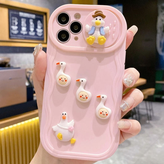 Creative 3D Duck Design Sliding Window Full Coverage Phone Case, For iPhone 11 Pro Max, For iPhone 11, For iPhone X / XS, For iPhone XR, For iPhone XS Max