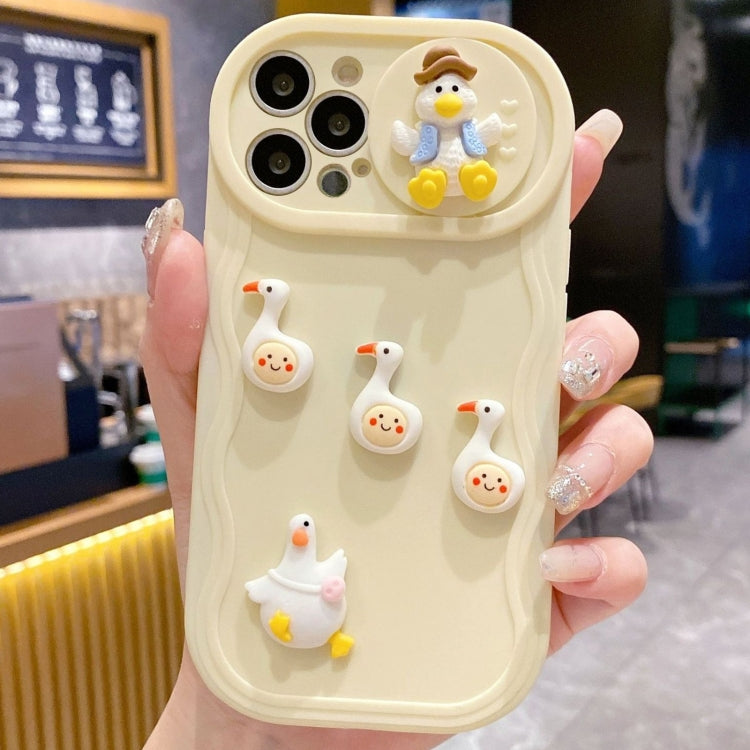 Creative 3D Duck Design Sliding Window Full Coverage Phone Case, For iPhone 13 Pro Max, For iPhone 13 Pro, For iPhone 13, For iPhone 12, For iPhone 12 Pro Max, For iPhone 12 Pro