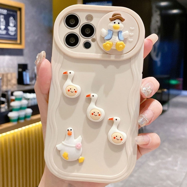 Creative 3D Duck Design Sliding Window Full Coverage Phone Case, For iPhone 13 Pro Max, For iPhone 13 Pro, For iPhone 13, For iPhone 12, For iPhone 12 Pro Max, For iPhone 12 Pro