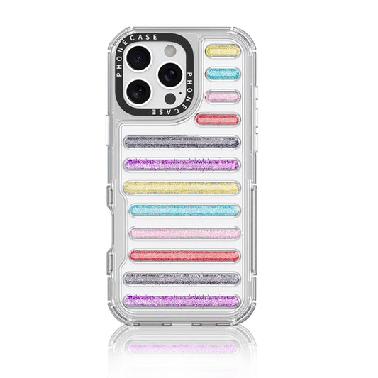 Capsule Glitter TPU Hybrid PC Airbag Phone Case, For iPhone 16 Pro Max, For iPhone 16 Pro, For iPhone 16 Plus, For iPhone 16, For iPhone 15 Pro Max