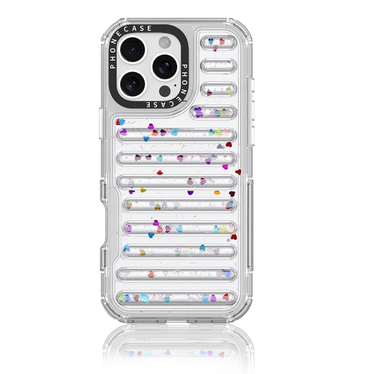 Capsule Glitter TPU Hybrid PC Airbag Phone Case, For iPhone 16 Pro Max, For iPhone 16 Pro, For iPhone 16 Plus, For iPhone 16, For iPhone 15 Pro Max