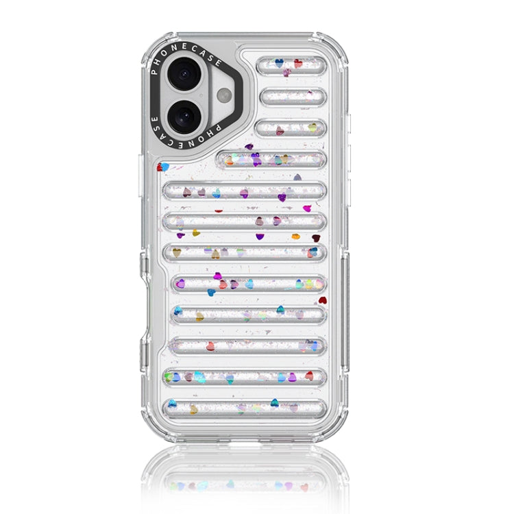 Capsule Glitter TPU Hybrid PC Airbag Phone Case, For iPhone 16 Pro Max, For iPhone 16 Pro, For iPhone 16 Plus, For iPhone 16, For iPhone 15 Pro Max