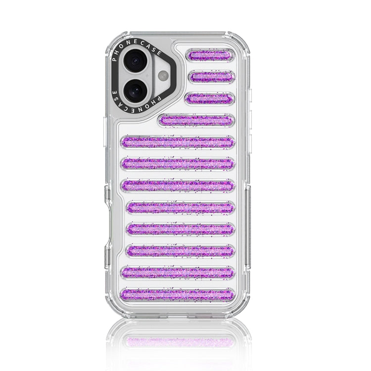 Capsule Glitter TPU Hybrid PC Airbag Phone Case, For iPhone 16 Pro Max, For iPhone 16 Pro, For iPhone 16 Plus, For iPhone 16, For iPhone 15 Pro Max