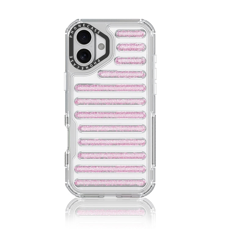 Capsule Glitter TPU Hybrid PC Airbag Phone Case, For iPhone 16 Pro Max, For iPhone 16 Pro, For iPhone 16 Plus, For iPhone 16, For iPhone 15 Pro Max