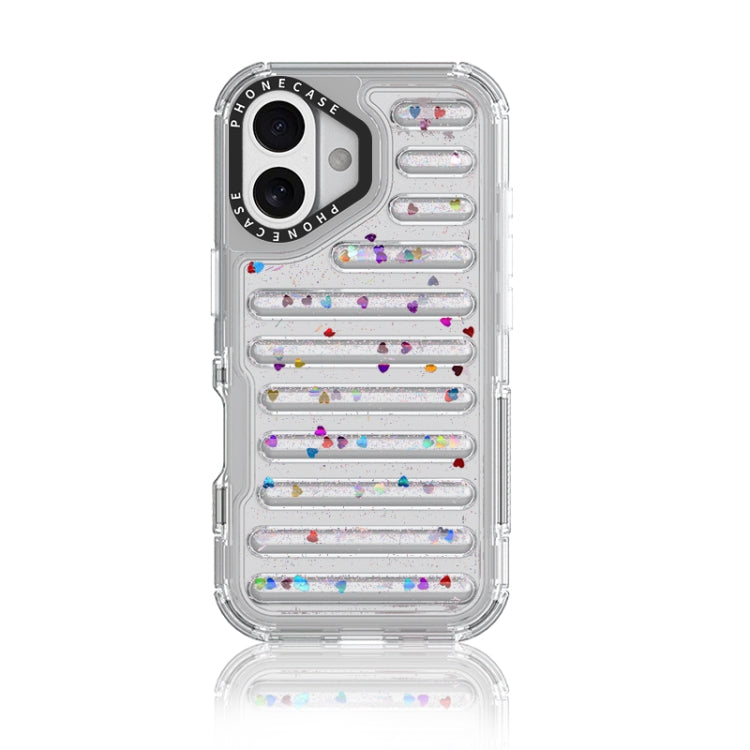 Capsule Glitter TPU Hybrid PC Airbag Phone Case, For iPhone 16 Pro Max, For iPhone 16 Pro, For iPhone 16 Plus, For iPhone 16, For iPhone 15 Pro Max