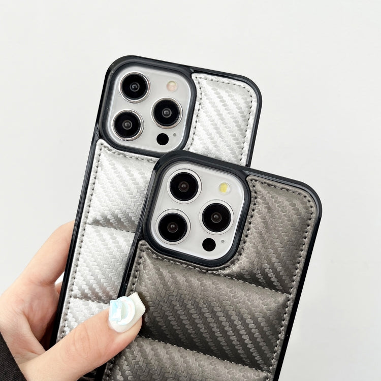 Carbon Fiber Texture Down Jacket Phone Case, For iPhone 16 Pro Max, For iPhone 16 Pro, For iPhone 16, For iPhone 15 Pro Max, For iPhone 15 Pro, For iPhone 15, For iPhone 14, For iPhone 14 Pro