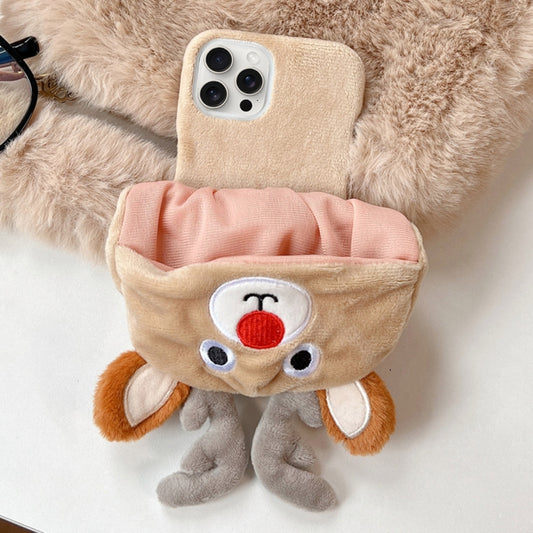 Reindeer Hat Plush Full Coverage Phone Case, For iPhone 16 Pro Max, For iPhone 16 Pro, For iPhone 16 Plus, For iPhone 16, For iPhone 15 Pro Max, For iPhone 15 Pro, For iPhone 15 Plus, For iPhone 15, For iPhone 14 Plus, For iPhone 14, For iPhone 14 Pro