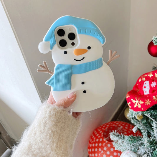 Christmas Snowman Silicone Phone Case, For iPhone 16 Pro Max, For iPhone 16 Pro, For iPhone 16, For iPhone 15 Pro Max, For iPhone 15 Pro, For iPhone 15 Plus, For iPhone 15, For iPhone 14 Plus, For iPhone 14, For iPhone 14 Pro, For iPhone 14 Pro Max