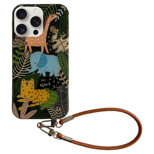 Animal Pattern IMD Full Coverage TPU Phone Case with Lanyard, For iPhone 16 Pro Max, For iPhone 16 Pro, For iPhone 16, For iPhone 15 Pro Max, For iPhone 15 Pro, For iPhone 15, For iPhone 14, For iPhone 14 Pro, For iPhone 14 Pro Max, For iPhone 13 Pro Max