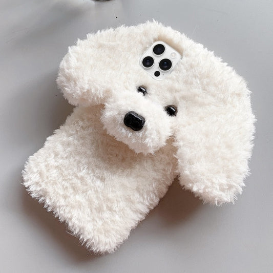 Teddy Dog Plush TPU Phone Case, For iPhone 16 Pro Max, For iPhone 16 Pro, For iPhone 16 Plus, For iPhone 16, For iPhone 15 Pro Max, For iPhone 15 Pro, For iPhone 15 Plus, For iPhone 15, For iPhone 14 Plus, For iPhone 14