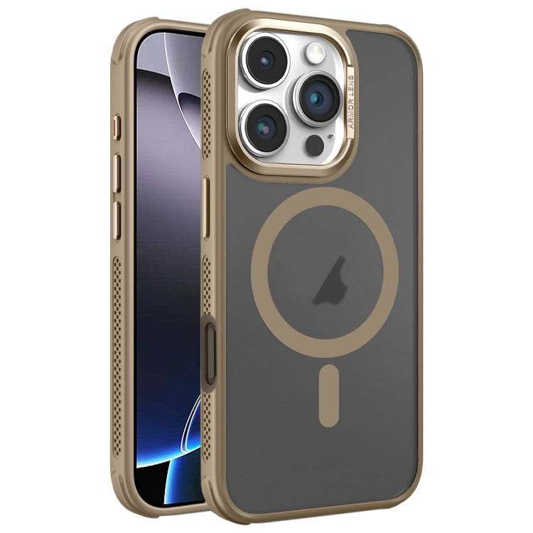 Hardware Side Cooling Skin Feel Frosted Metal Lens Frame MagSafe Phone Case, For iPhone 16 Pro Max, For iPhone 16 Pro, For iPhone 16 Plus, For iPhone 16