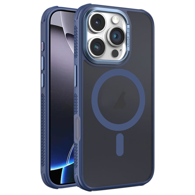 Hardware Side Cooling Skin Feel Frosted Metal Lens Frame MagSafe Phone Case, For iPhone 16 Pro Max, For iPhone 16 Pro, For iPhone 16 Plus, For iPhone 16