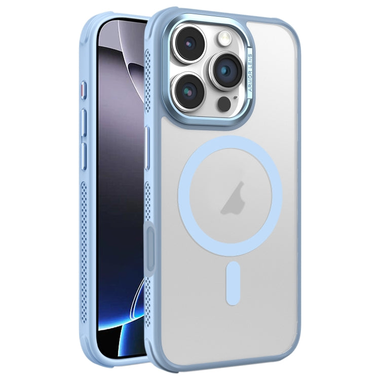 Hardware Side Cooling Skin Feel Frosted Metal Lens Frame MagSafe Phone Case, For iPhone 16 Pro Max, For iPhone 16 Pro, For iPhone 16 Plus, For iPhone 16