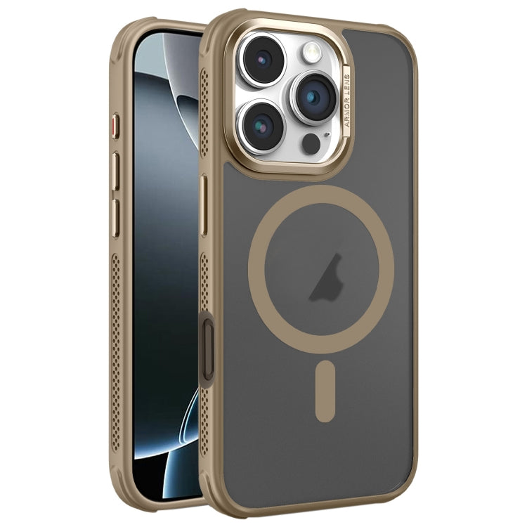 Hardware Side Cooling Skin Feel Frosted Metal Lens Frame MagSafe Phone Case, For iPhone 16 Pro Max, For iPhone 16 Pro, For iPhone 16 Plus, For iPhone 16