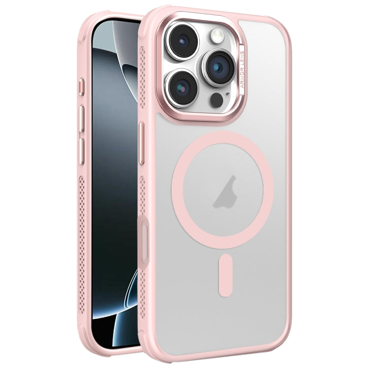 Hardware Side Cooling Skin Feel Frosted Metal Lens Frame MagSafe Phone Case, For iPhone 16 Pro Max, For iPhone 16 Pro, For iPhone 16 Plus, For iPhone 16