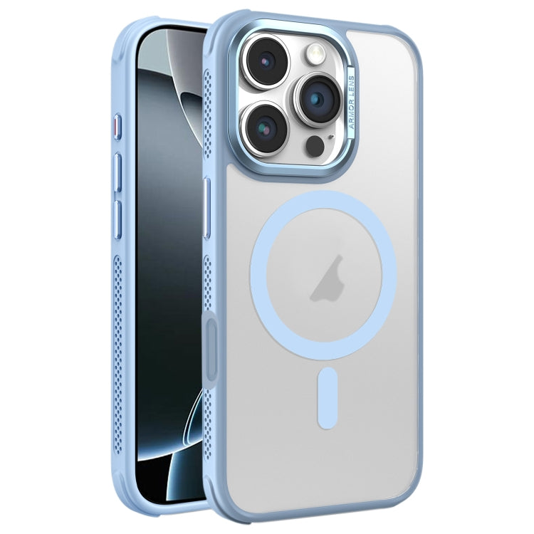 Hardware Side Cooling Skin Feel Frosted Metal Lens Frame MagSafe Phone Case, For iPhone 16 Pro Max, For iPhone 16 Pro, For iPhone 16 Plus, For iPhone 16