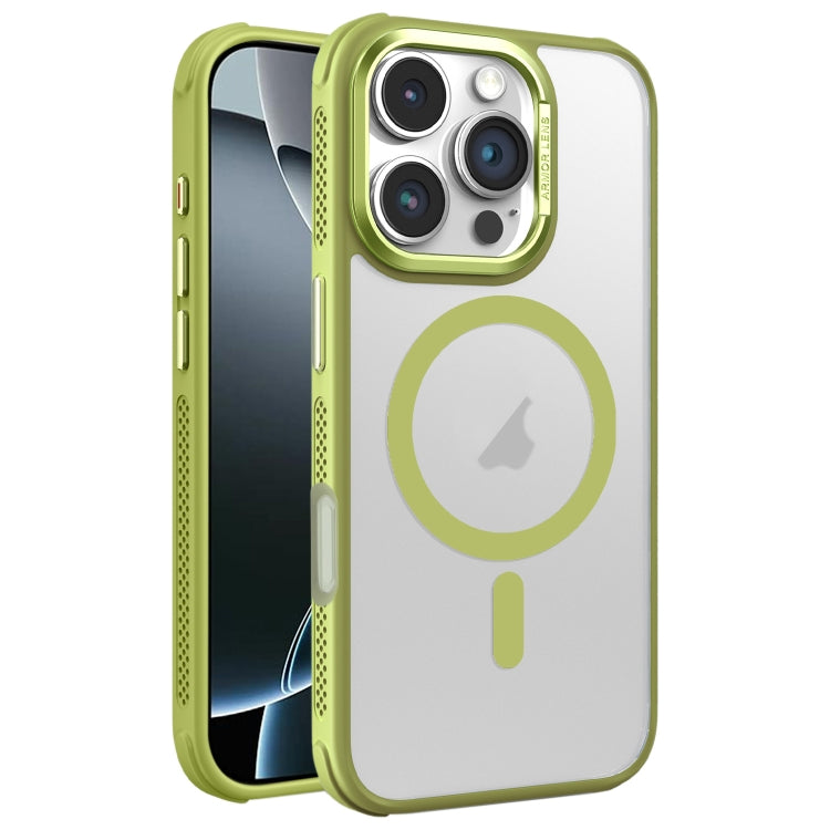 Hardware Side Cooling Skin Feel Frosted Metal Lens Frame MagSafe Phone Case, For iPhone 16 Pro Max, For iPhone 16 Pro, For iPhone 16 Plus, For iPhone 16