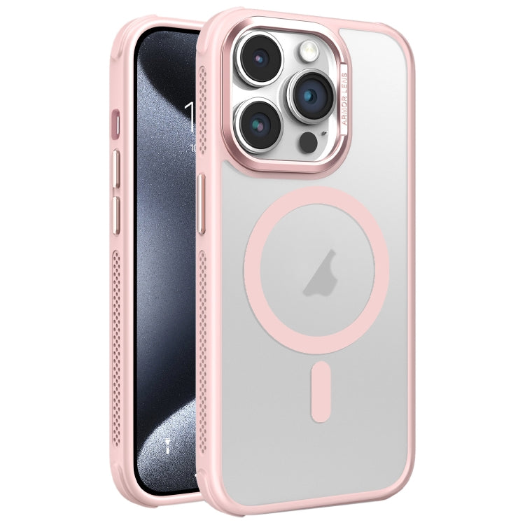 Hardware Side Cooling Skin Feel Frosted Metal Lens Frame MagSafe Phone Case, For iPhone 15 Pro Max, For iPhone 15 Pro, For iPhone 15 Plus, For iPhone 15