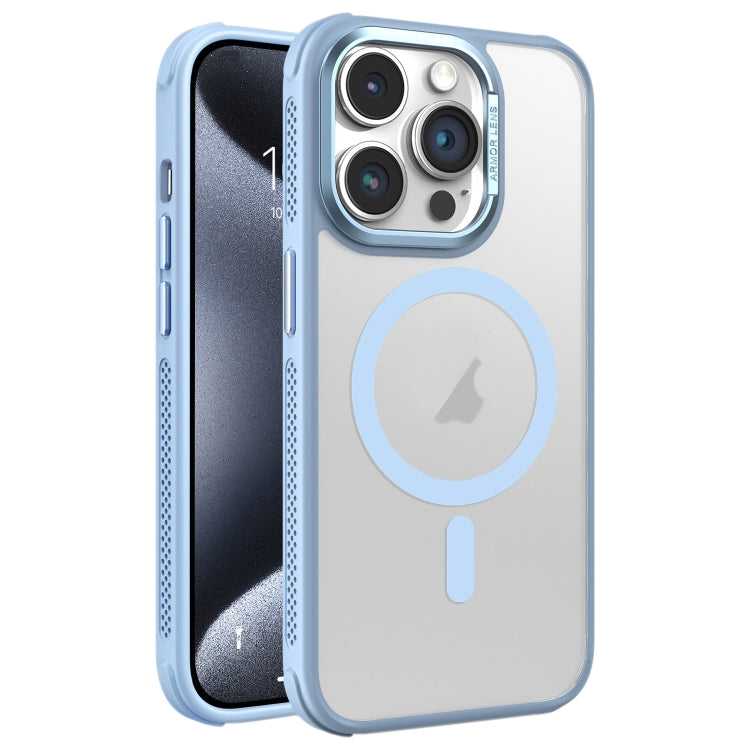 Hardware Side Cooling Skin Feel Frosted Metal Lens Frame MagSafe Phone Case, For iPhone 15 Pro Max, For iPhone 15 Pro, For iPhone 15 Plus, For iPhone 15