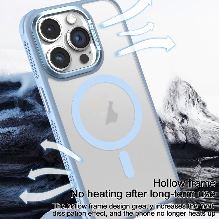 Hardware Side Cooling Skin Feel Frosted Metal Lens Frame MagSafe Phone Case, For iPhone 15 Pro Max, For iPhone 15 Pro, For iPhone 15 Plus, For iPhone 15