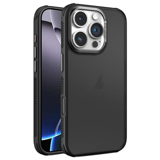 Hardware Side Cooling Skin Feel Frosted Metal Lens Frame Phone Case, For iPhone 16 Pro Max, For iPhone 16 Pro, For iPhone 16 Plus, For iPhone 16