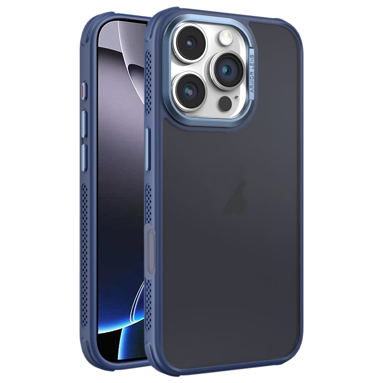 Hardware Side Cooling Skin Feel Frosted Metal Lens Frame Phone Case, For iPhone 16 Pro Max, For iPhone 16 Pro, For iPhone 16 Plus, For iPhone 16