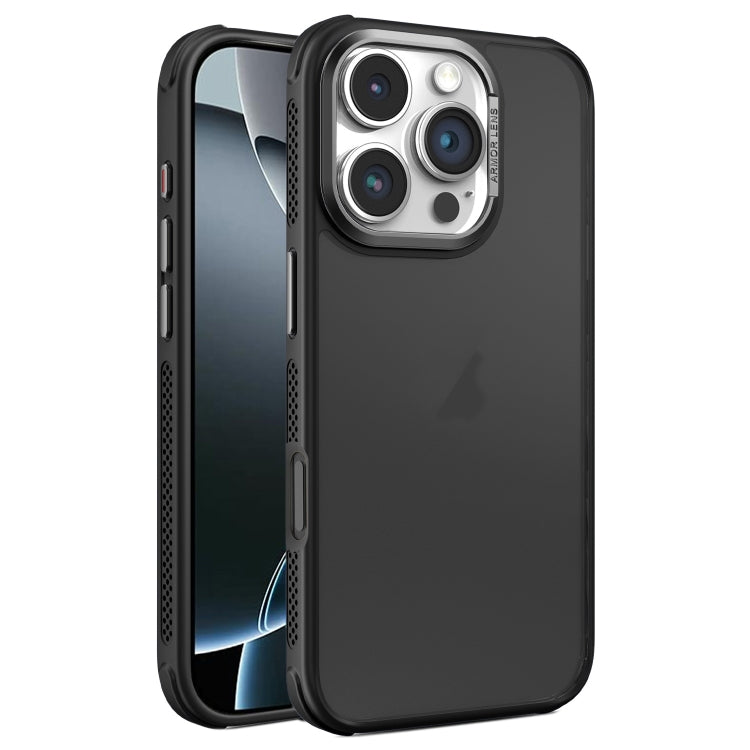 Hardware Side Cooling Skin Feel Frosted Metal Lens Frame Phone Case, For iPhone 16 Pro Max, For iPhone 16 Pro, For iPhone 16 Plus, For iPhone 16