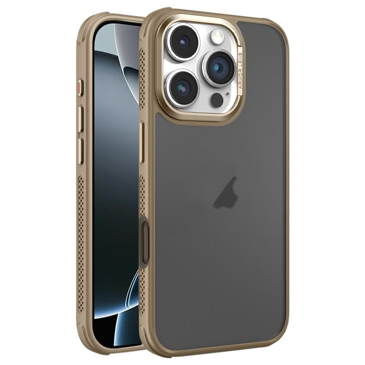 Hardware Side Cooling Skin Feel Frosted Metal Lens Frame Phone Case, For iPhone 16 Pro Max, For iPhone 16 Pro, For iPhone 16 Plus, For iPhone 16