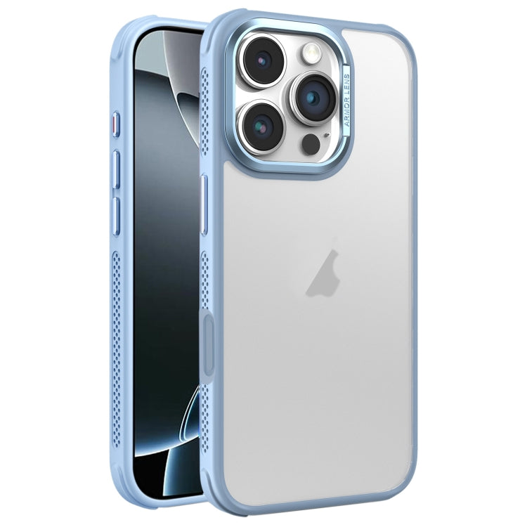 Hardware Side Cooling Skin Feel Frosted Metal Lens Frame Phone Case, For iPhone 16 Pro Max, For iPhone 16 Pro, For iPhone 16 Plus, For iPhone 16