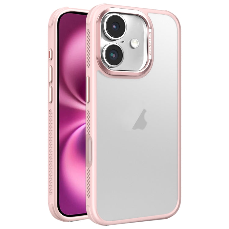 Hardware Side Cooling Skin Feel Frosted Metal Lens Frame Phone Case, For iPhone 16 Pro Max, For iPhone 16 Pro, For iPhone 16 Plus, For iPhone 16