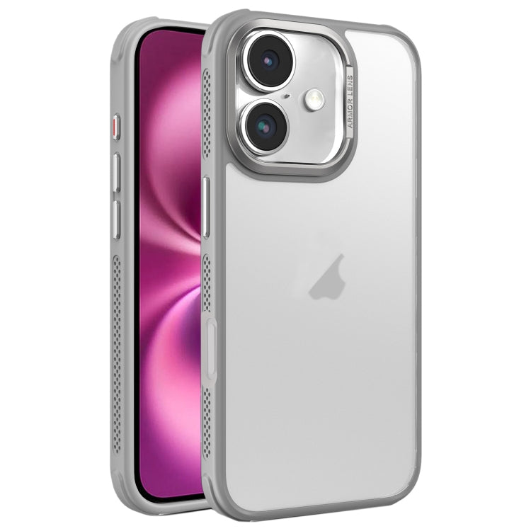 Hardware Side Cooling Skin Feel Frosted Metal Lens Frame Phone Case, For iPhone 16 Pro Max, For iPhone 16 Pro, For iPhone 16 Plus, For iPhone 16