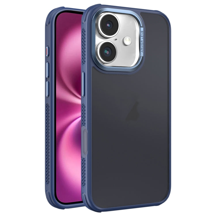 Hardware Side Cooling Skin Feel Frosted Metal Lens Frame Phone Case, For iPhone 16 Pro Max, For iPhone 16 Pro, For iPhone 16 Plus, For iPhone 16